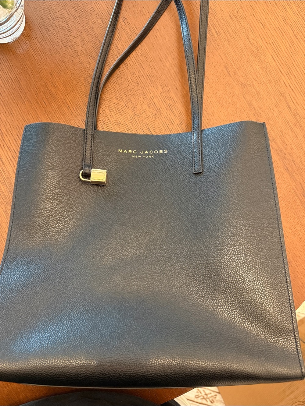 Marc Jacobs Black Leather Gold-Accent Tote - Picture 2 of 3